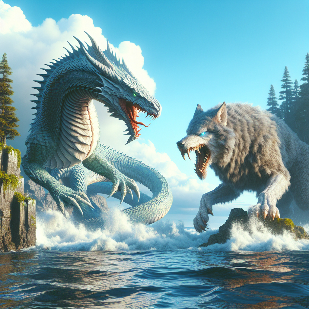 Potwory w mitologii nordyckiej – Jörmungandr i Fenrir.