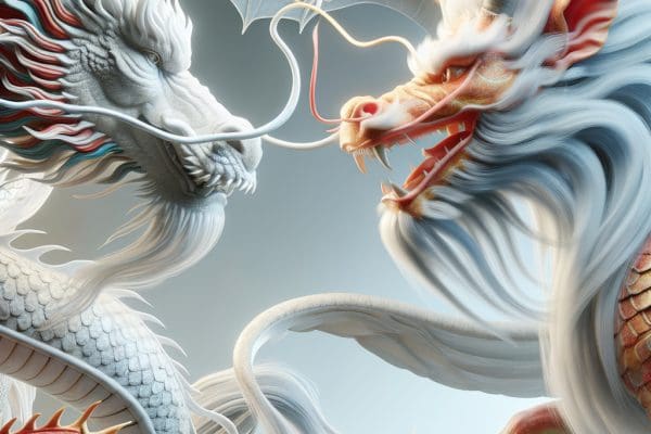 Potwory w mitologii chińskiej: smok i qilin.